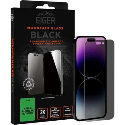 Pantalla de privacidad de vidrio templado Eiger para iPhone 15/15 Pro/16 Pantalla de privacidad de vidrio templado Eiger para iPhone 15/15 Pro/16