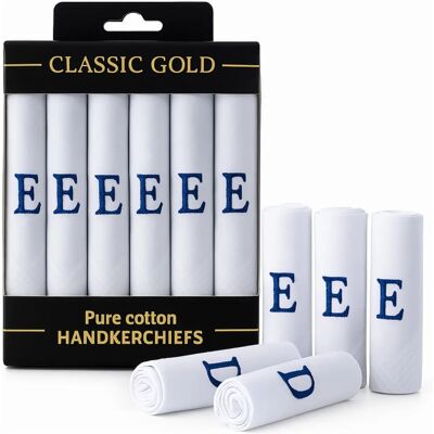 Hetherington Gray Men's Embroidered Initial White Cotton Handkerchiefs - Handkerchiefs Hetherington Gray Men's Embroidered Initial White Cotton Handkerchiefs - Handkerchiefs