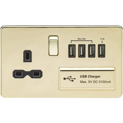 Knightsbridge Lighting - SFR7USB4PB - Socket Knightsbridge Lighting - SFR7USB4PB - Socket