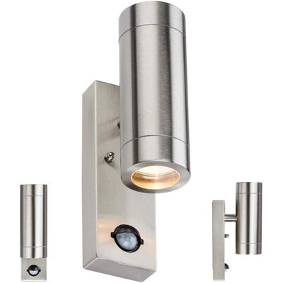 Knightsbridge Lighting - Stainless Up/Down PIR - Wall Light Knightsbridge Lighting - Stainless Up/Down PIR - Wall Light