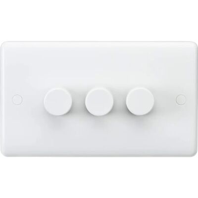 Knightsbridge Triple 3 Gang 2 Way Led 3-100w Dimmer Light Switch White Curved Edge Knightsbridge Triple 3 Gang 2 Way Led 3-100w Dimmer Light Switch White Curved Edge