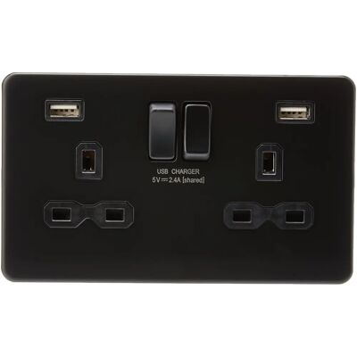Knightsbridge Model - 2.4a Usb Phone Tablet Charging Wall Socket - Wall Socket Knightsbridge Model - 2.4a Usb Phone Tablet Charging Wall Socket - Wall Socket