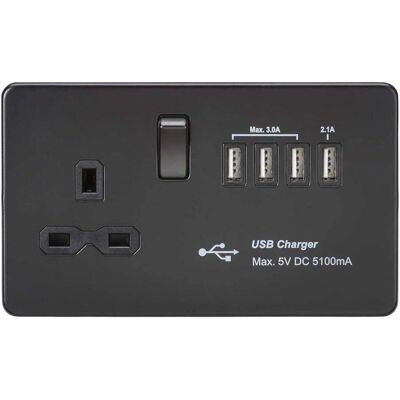 Knightsbridge Lighting - SFR7USB4MBB - Socket Knightsbridge Lighting - SFR7USB4MBB - Socket