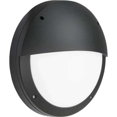 Knightsbridge LED Eyelid Bulkhead Light - Emergency, Black, 18W, 230V Knightsbridge LED Eyelid Bulkhead Light - Emergency, Black, 18W, 230V