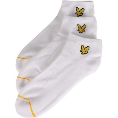 Lyle & Scott Mens 3 Pack Ankle Socks - White - Socks Lyle & Scott Mens 3 Pack Ankle Socks - White - Socks