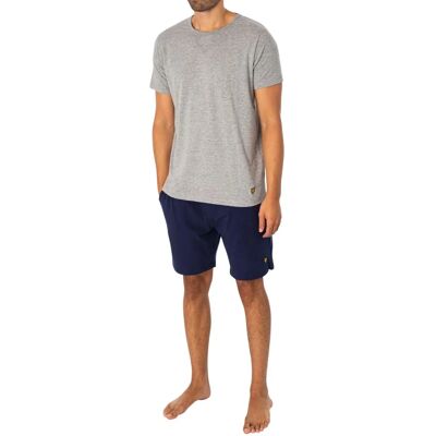 Lyle & Scott Charlie Lounge Pyjama Shorts Set - Grau/Navy - XXL - Pyjama Shorts Lyle & Scott Charlie Lounge Pyjama Shorts Set - Grau/Navy - XXL - Pyjama Shorts