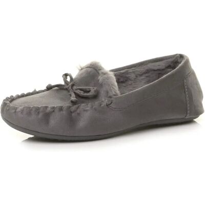 Ajvani Grey Faux Sheepskin Fur Boat Shoes - Shoes Ajvani Grey Faux Sheepskin Fur Boat Shoes - Shoes
