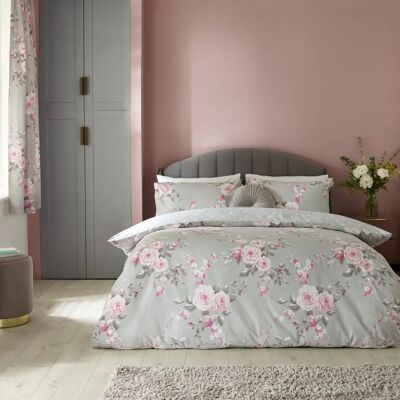 Catherine Lansfield Canterbury Grey Duvet Set Catherine Lansfield Canterbury Grey Duvet Set