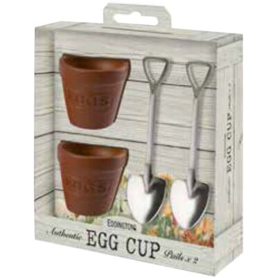 Eddingtons Flower Pot Egg Cups and Spoons Set of 2 - Egg Cups Eddingtons Flower Pot Egg Cups and Spoons Set of 2 - Egg Cups