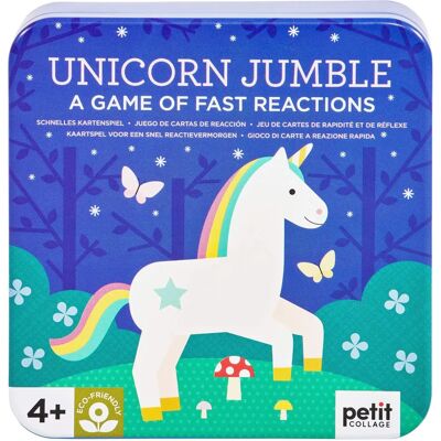 Petit Collage Unicorn Jumble - Jeu de réactions rapides - Publicité Petit Collage Unicorn Jumble - Jeu de réactions rapides - Publicité