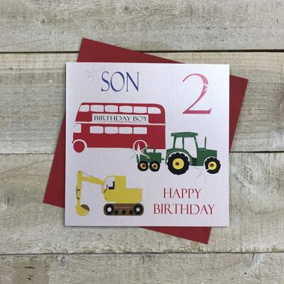 White Cotton Cards - ns2 V Bus Traktor Bagger 2 White Cotton Cards - ns2 V Bus Traktor Bagger 2