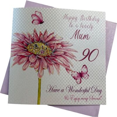Feliz cumpleaños Gerbera rosa 90 mamá - Tarjeta de felicitación Feliz cumpleaños Gerbera rosa 90 mamá - Tarjeta de felicitación