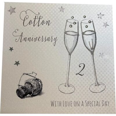 White Cotton Cards - Carte anniversaire - 2e anniversaire - Card White Cotton Cards - Carte anniversaire - 2e anniversaire - Card