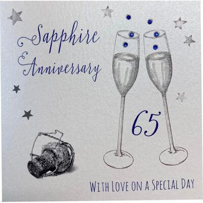 White Cotton Cards Carte de vœux - 65e Anniversaire - Fait main White Cotton Cards Carte de vœux - 65e Anniversaire - Fait main