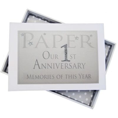 White Cotton Cards AW1T - Album fotografico - Carta fatta a mano, 16 tasche, Strass, Glitter - Scatola regalo White Cotton Cards AW1T - Album fotografico - Carta fatta a mano, 16 tasche, Strass, Glitter - Scatola regalo