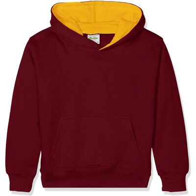 AWDIS JH03J Kids Hoodie - Contrast Bordeaux/Gold AWDIS JH03J Kids Hoodie - Contrast Bordeaux/Gold