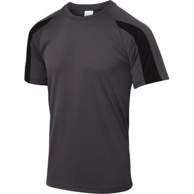 Just Cool JC003 Kontrast Sport-T-Shirt in Anthrazit/Schwarz Just Cool JC003 Kontrast Sport-T-Shirt in Anthrazit/Schwarz