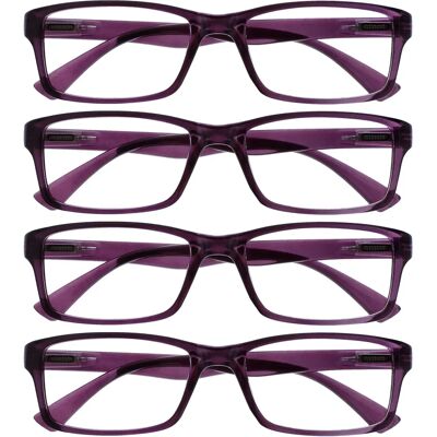 Lunettes de lecture lilas Opulize - Pack de 4 pour hommes et femmes Lunettes de lecture lilas Opulize - Pack de 4 pour hommes et femmes