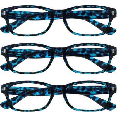 Lunettes de lecture UV Opulize - Style unisexe Wayfarer - Verres clairs et bleus Lunettes de lecture UV Opulize - Style unisexe Wayfarer - Verres clairs et bleus