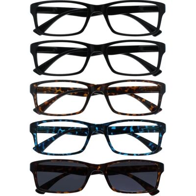 Gafas de lectura Opulize - 5 pares - Negro, Marrón, Azul - Sol y lectura - Unisex Gafas de lectura Opulize - 5 pares - Negro, Marrón, Azul - Sol y lectura - Unisex