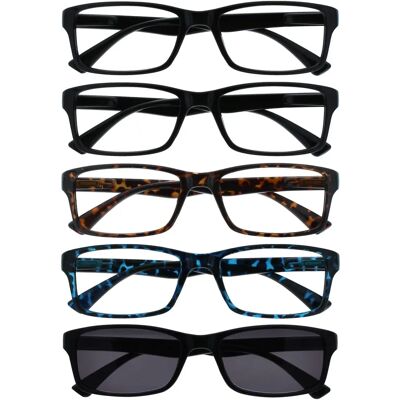 Opulize Reading Glasses Set - Black Brown Blue - +2.00 Opulize Reading Glasses Set - Black Brown Blue - +2.00