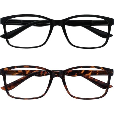 The Reading Glasses Company Lunettes de lecture Tortue noire et marron - Pack de 2 - +3 - 58 g - Publicité The Reading Glasses Company Lunettes de lecture Tortue noire et marron - Pack de 2 - +3 - 58 g - Publicité