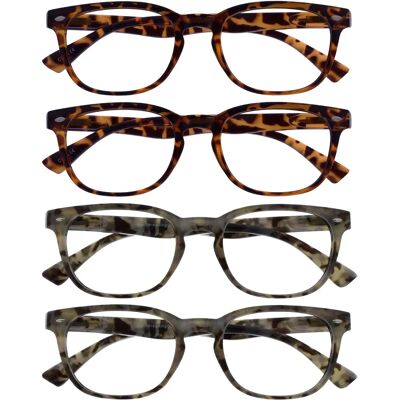 Lunettes de lecture Opulize marron gris - Unisex - Pack de 4 - +2.00 Lunettes de lecture Opulize marron gris - Unisex - Pack de 4 - +2.00
