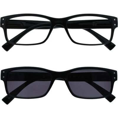 Lunettes de lecture grandes pour hommes Opulize - protection solaire UV400 - charnières à ressort - double pack - élégant - Publicité Lunettes de lecture grandes pour hommes Opulize - protection solaire UV400 - charnières à ressort - double pack - élégant - Publicité