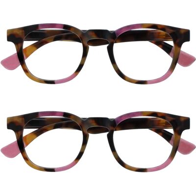 Opulize RR62-4-250 - Lunettes de lecture - Écaille brune avec accents roses Opulize RR62-4-250 - Lunettes de lecture - Écaille brune avec accents roses