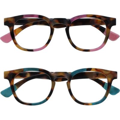 Opulize Ava - Spring Hinges Reading Glasses - Pink, Turquoise, Brown - Reading Glasses Opulize Ava - Spring Hinges Reading Glasses - Pink, Turquoise, Brown - Reading Glasses