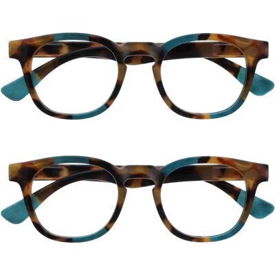 Lunettes de lecture Opulize Ava - Tortue marron, turquoise - Unisexe Lunettes de lecture Opulize Ava - Tortue marron, turquoise - Unisexe