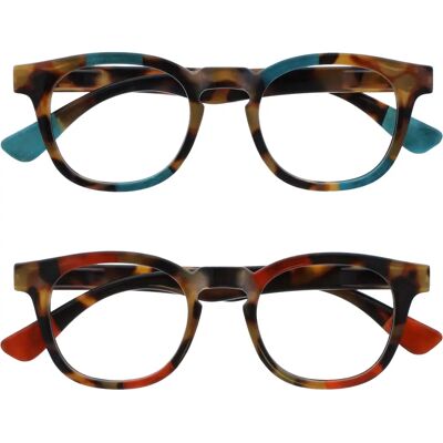 Opulize Ava Reading Glasses - Unisex, Scratch-Resistant, Durable, Blue-Red Opulize Ava Reading Glasses - Unisex, Scratch-Resistant, Durable, Blue-Red