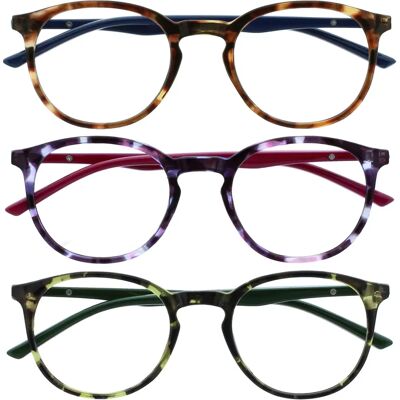 Lunettes de lecture Opulize MET - Pack de 3 - Monture ronde fine - Résistantes aux rayures Lunettes de lecture Opulize MET - Pack de 3 - Monture ronde fine - Résistantes aux rayures