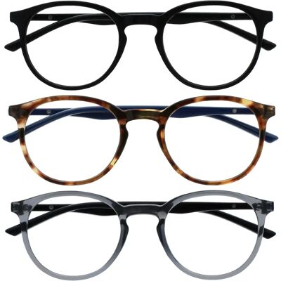 Opulize Große Unisex-Lesebrille - Runde Rahmen, Federhaken Opulize Große Unisex-Lesebrille - Runde Rahmen, Federhaken