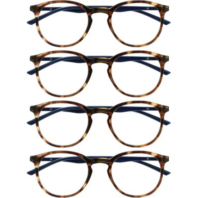 Opulize Met Pack de 4 Lunettes de Lecture Grandes Rondes - Élégantes, Légères, Durables Opulize Met Pack de 4 Lunettes de Lecture Grandes Rondes - Élégantes, Légères, Durables