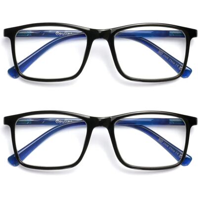 Opulize Schwarze Blaue Rechteckige Lesebrille - Brille Opulize Schwarze Blaue Rechteckige Lesebrille - Brille