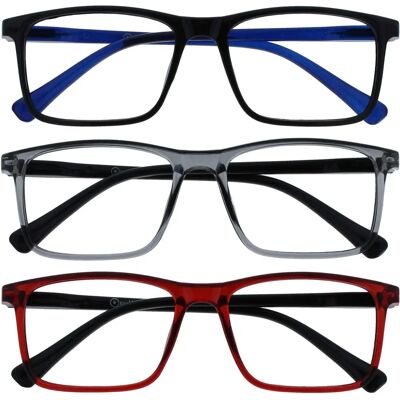 Gafas de lectura Opulize Ink - Marcos rectangulares grandes - Resistente a arañazos Gafas de lectura Opulize Ink - Marcos rectangulares grandes - Resistente a arañazos