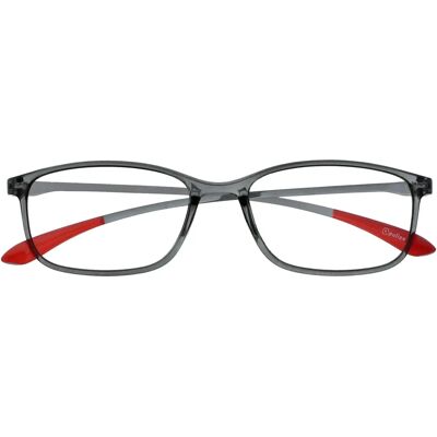 Lunettes de lecture Opulize R61-7-150 - Gris cristal avec extrémités rouges Lunettes de lecture Opulize R61-7-150 - Gris cristal avec extrémités rouges