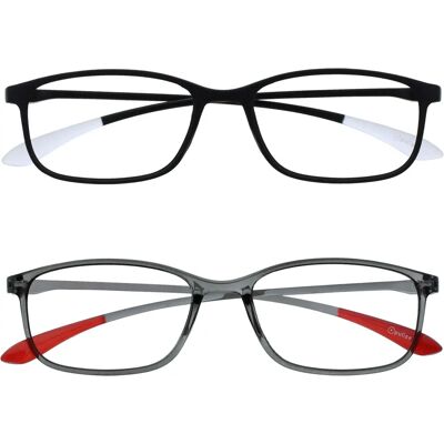 Opulize Ice Pack de 2 lunettes de lecture légères noires et grises - Lunettes de lecture Opulize Ice Pack de 2 lunettes de lecture légères noires et grises - Lunettes de lecture