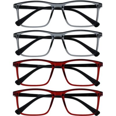 Lunettes de Lecture Grandes Rectangulaires - Unisexe - +2,00 D Lunettes de Lecture Grandes Rectangulaires - Unisexe - +2,00 D