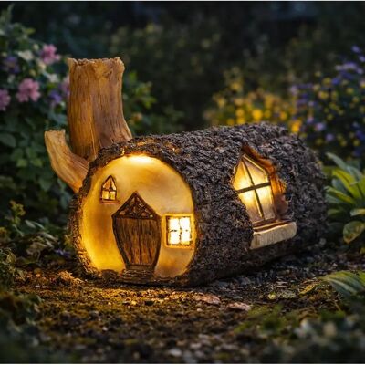 Garden Mile - Fairy House Log - LED - Solar - Garden light Garden Mile - Fairy House Log - LED - Solar - Garden light