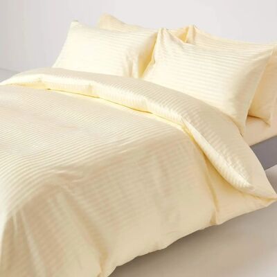 Homescapes Egyptian Cotton Stripe Duvet Cover - Single, Yellow, 330 TC Homescapes Egyptian Cotton Stripe Duvet Cover - Single, Yellow, 330 TC