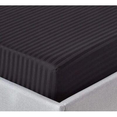 Homescapes Egyptian Cotton Satin Stripe Fitted Sheet - Small Double - Black Homescapes Egyptian Cotton Satin Stripe Fitted Sheet - Small Double - Black