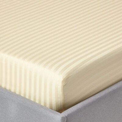 Homescapes Egyptian Cotton Satin Stripe Fitted Sheet - Single - Pastel Yellow Homescapes Egyptian Cotton Satin Stripe Fitted Sheet - Single - Pastel Yellow