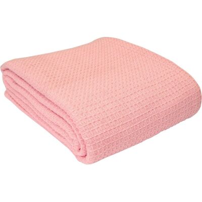 Homescapes Organic Cotton Waffle Blanket - Pink - Blanket Homescapes Organic Cotton Waffle Blanket - Pink - Blanket
