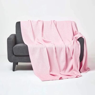 Homescapes Pink Organic Cotton Waffle Baby Blanket - Baby Blanket Homescapes Pink Organic Cotton Waffle Baby Blanket - Baby Blanket