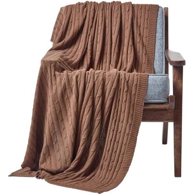 Homescapes Cotton Cable Knit Throw - Chocolate Homescapes Cotton Cable Knit Throw - Chocolate