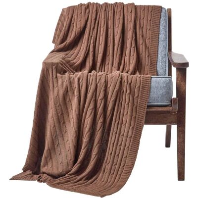 Homescapes Chocolate Cotton Cable Knit Throw - Throw Blanket Homescapes Chocolate Cotton Cable Knit Throw - Throw Blanket