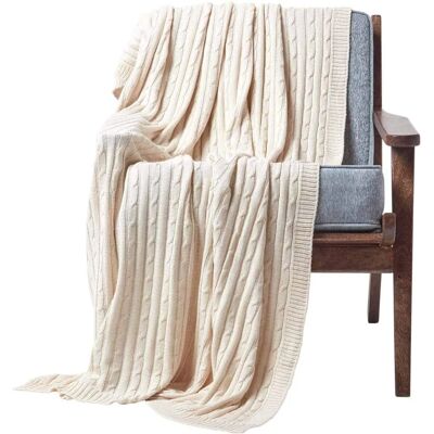 Homescapes Cotton Cable Knit Throw - Large 150x200cm Homescapes Cotton Cable Knit Throw - Large 150x200cm