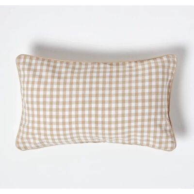 Homescapes Cotton Gingham Check Beige Cushion Cover - Cushion Cover Homescapes Cotton Gingham Check Beige Cushion Cover - Cushion Cover